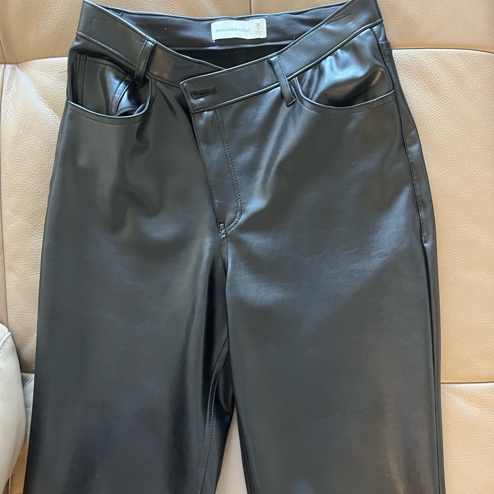 Abercrombie Faux Leather straight leg pants